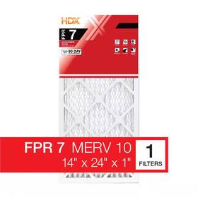 Hdx 711181934168 14 Inch X 24 1 Allergen Plus Pleated Air Filter Fpr 7 Merv 10