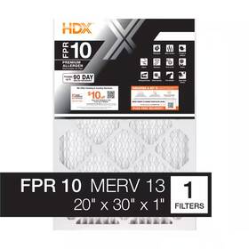 Hdx 726084837942 20 Inch X 30 1 Premium Pleated Furnace Air Filter Fpr 10 Merv 13