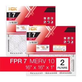 Hdx 744110775167 16 Inch X 1 Allergen Plus Pleated Air Filter Fpr 7 Merv 10 2-pack