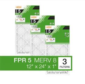 Hdx 840100920163 12 Inch X 24 1 Standard Pleated Furnace Air Filter Fpr 5 Merv 8 3-pack