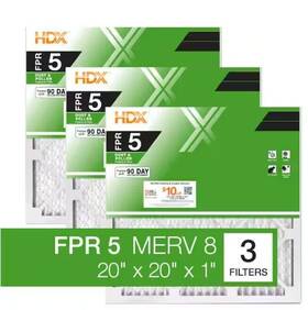 Hdx 840100920842 Fpr 5 Pleated Air Filter - Pack Of 3 20x20x1