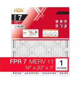 Hdx 840100921283 Pack Of 4 14 Inch X 20 1 Pleated Furnace Air Filter Fpr 7 Merv 11