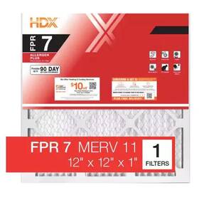 Hdx 840100921474 12 Inch X 1 Allergen Plus Pleated Air Filter Fpr 7 4 Pack