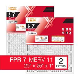 Hdx 840100921573 20 X 25 1 Inch Allergen Plus Pleated Furnace Air Filter Fpr 7 Merv 11 2-pack