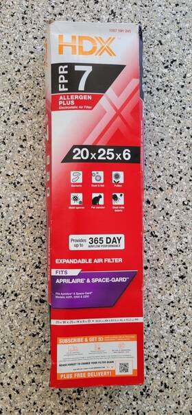Hdx-a201-11-6 Hdx Fpr 7 Aprilaire And Space-gard Replacement Air Filter. 20 Inch X25 X6 Merv 11. Nob