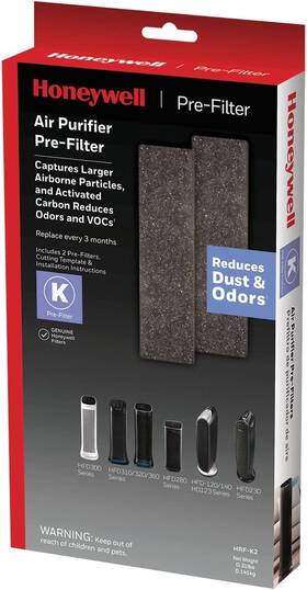 Kaz 711181697377 Honeywell Household Odor And Gas Reducing Pre-filter 2 Pack Black