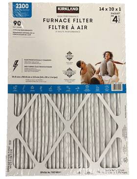 Kirkland 096619892921 Signature White High Performance Furnace Filter 14 X 20 1 In 4 Pack
