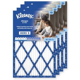 10036000571186 Kleenex Allergen Air Filter 16x25x1 Inches - 8 Merv Rating 4-pack