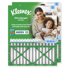 10036000572039 Kleenex Elite Allergen Air Filter 20x25x4 Inches - 12 Merv Rating 2-pack