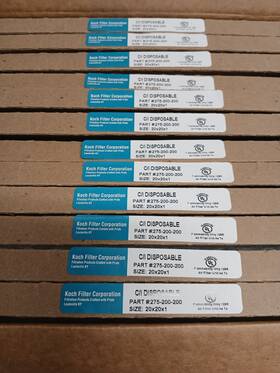275-200-200 Koch 20 Inch X20 X1 Disposable Fiberglass Filters Box Of 12