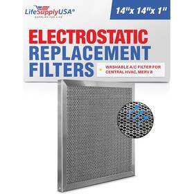 Lifesupplyusa 843464130049 14x14x1 Aluminum Electrostatic Air Filter Replacement Washable A/c F