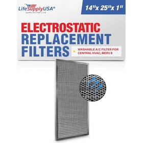 Lifesupplyusa 843464130070 14x25x1 Aluminum Electrostatic Air Filter Replacement Washable