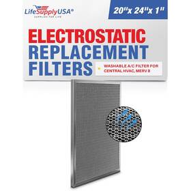 Lifesupplyusa 843464134863 20x24x1 Aluminum Electrostatic Air Filter Washable Purifier A/c