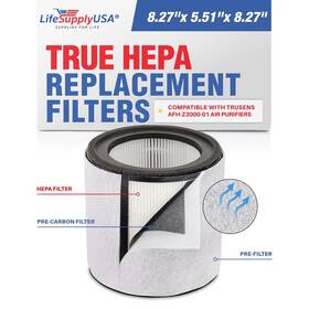 Lifesupplyusa 843464136607 3-in-1 True Hepa Air Cleaner Filter Pre-filter Carbon With Trusens