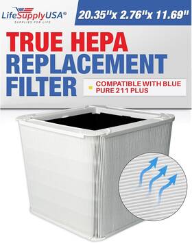 Lifesupplyusa 843464171912 Blue Pure 211 Plus Replacement Filter True Hepa Carbon Pre-filter-