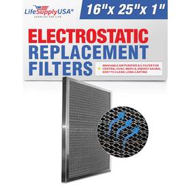 Er622 Lifesupplyusa 16x25x1 Electrostatic Air Filter Merv 8 Washable Reusable Furnace Ac/filte