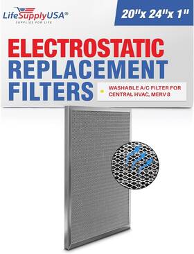 Er657v Lifesupplyusa 20x24x1 Electrostatic Air Filter Merv 8 Washable Reusable Furnace Ac/hvac