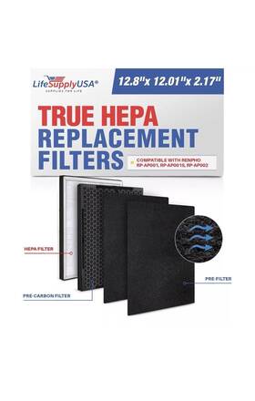 Er798 Lifesupplyusa 3-in-1 True Hepa Air Cleaner Replacement Filter Pre-filter