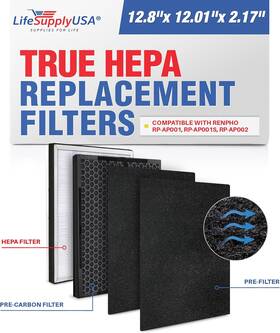 Er798-hd Lifesupplyusa 3-in-1 True Hepa Replacement Filter Plus Pre-filter Carbon