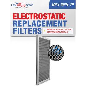 Er824 Lifesupplyusa 10x20x1 Electrostatic Air Filter Merv 8 Washable Reusable Furnace Ac/hvac