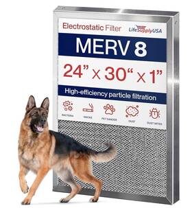 Er831 Lifesupplyusa 24x30x1 Electrostatic Air Filter Merv 8 Washable Reusable Furnace Ac/hvac