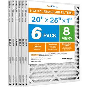 Lotfancy 958104877766 20x25x1 Air Filters Merv 8 Ac Furnace 6 Pack Pleated Con
