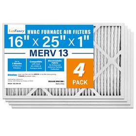 Lotfancy 958104878190 16x25x1 Air Filter Merv 13 Pet Smoke Smog Allergens Defense 4-pack Pleated