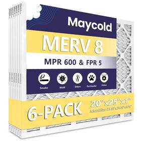 20x25x1p6m8 Maycold 20x25x1 Merv 8 Furnace Air Filters 6-pack Pleated Hvac Ac Filter For Home