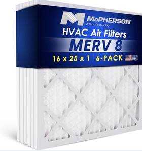 Mcpherson Manufacturing 860013817510 16x25x1 Air Filters Merv 8 Pleated Hvac Ac Furnace Filter Replacement