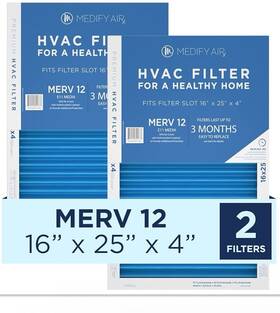 Medify 810094300906 16x25x4 Pro Air Filters Merv 12 E11 Media Pleated Hvac Cleaning 2-pack