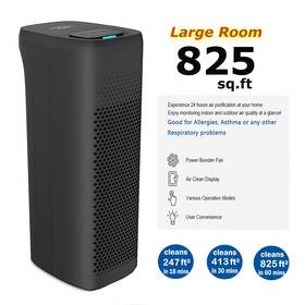 Ms19 Membrane Solutions Black Air Purifier For Home Allergies Pets Hair Medical Grade Hepa Filters