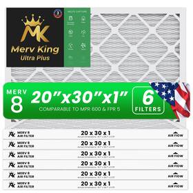 Merv King 531754162029 Mervking 20x30x1 Air Filter 8 Mpr 600-700 Ultra Plus 6-pack Plea