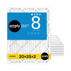 S-08-06-20252 Mervfilters Simply 20x25x2 Air Filter Merv 8 6 Pack Furnace For Hvac Actual Size