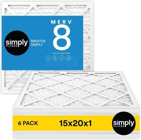 Sf15x20x1-6pkm08 Mervfilters Simply 15x20x1 Air Filter Merv 8 6 Pack For Home Ac Furnace And Hvac Actual Si