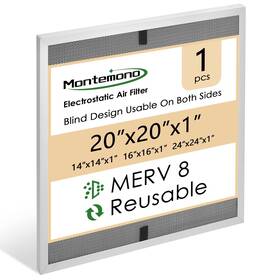 Merv8 Montemono 789537596407 20x20x1 Furnace Filter Replacement Aluminum Electrostatic Air