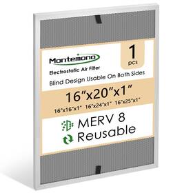 Merv8 Montemono 789537599378 16x20x1 Furnace Filter Replacement Aluminum Electrostatic Air