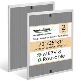 Merv8 Montemono 789537599521 20x25x1 Hvac Filter Aluminum Electrostatic Air Repla
