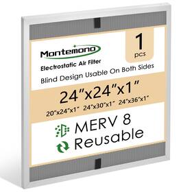 Merv8 Montemono 789537599552 24x24x1 Furnace Filter Replacement Aluminum Electrostatic A