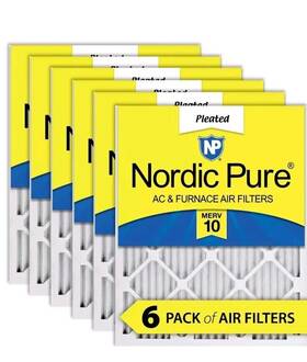 10x10x1m10-6 Nordic Pure 10x10x1 Pleated Merv 10 Air Filters 6 Pack - New Open Box