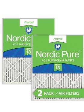 10x10x1m13-2 Nordic Pure 10x10x1 Pleated Merv 13 Air Filters 2 Pack