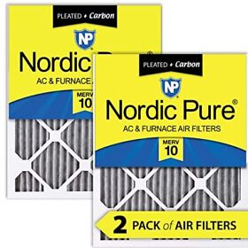 Nordic Pure 10x20x1 Merv 10 Pleated Plus Carbon Ac Furnace Air Filters 2 Pack