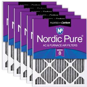 10x20x1pm8c-6 Nordic Pure 10x20x1 9 1/2 X 19 3/4 Furnace Air Filters Merv 8 Pleated Plus Carbon
