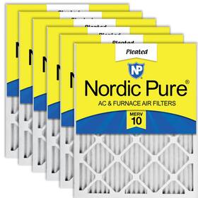 12x12x1m10-6 Nordic Pure 12x12x1 Actual Size 11 3/4 X Pleated 10 Air Filters 6 Pack