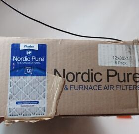 12x30x1m12-6 Nordic Pure 12x30x1 Pleated Merv 12 Air Filters 6 Pack