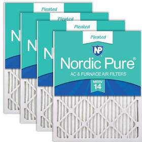 14x14x1m14-4 Nordic Pure 14x14x1 Actual Size 13 3/4 X Pleated Merv 14 Air Filters 4 Pack