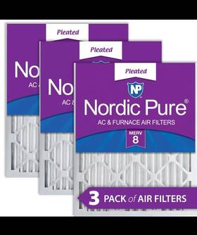 14x24x2m8-3 Nordic Pure New 14x24x2 Pleated Merv 8 Air Filters 3 Pack