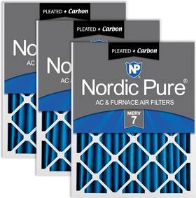14x25x2m7-3 Nordic Pure 14x25x2 Pleated Merv 7 Air Filters 3 Pack