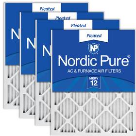 16x16x1m12-4 Nordic Pure 16x16x1 Actual Size 15 3/4 X Pleated 12 Air Filters 4 Pack