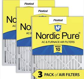 16x16x2m10-3 Nordic Pure 16x16x2 Pleated Merv 10 Air Filters 3 Pack