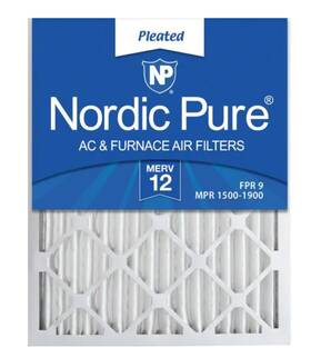 16x16x2m12-3 Nordic Pure 16 Inch X 2 Allergen Pleated Merv 12 Air Filter 3-pack